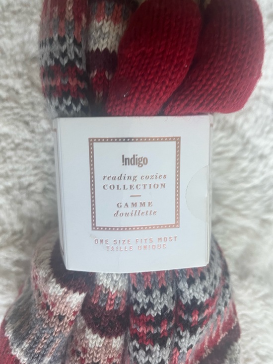 Indigo Accessories - Sherpa Lined Reading Socks Indigo Slipper Lounge Cozy Plush Fair aisle Winter